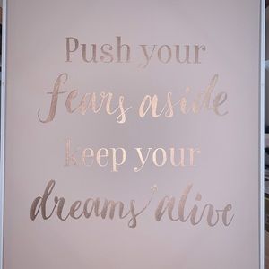 Hanging Art - pink background Rose Gold Font